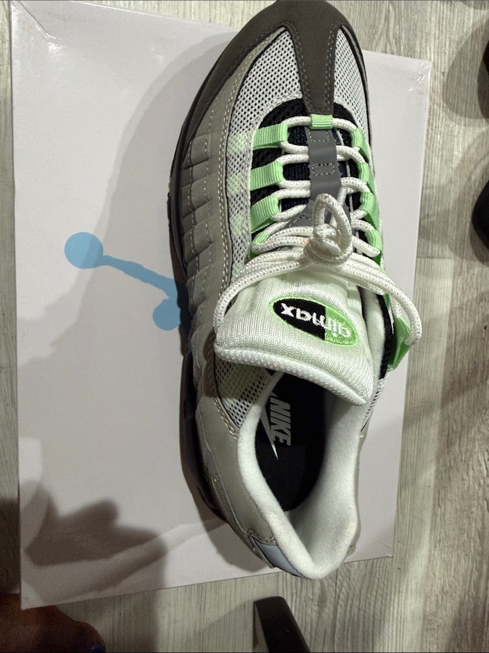 Nike Air Max 95 Grey and Volt Men's Sneakers - Picture 3 of 5